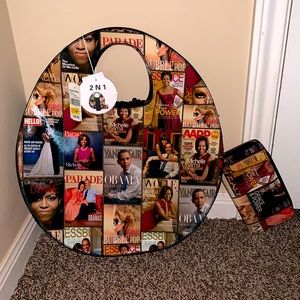 Obama printed shoulder bag with matching wallet